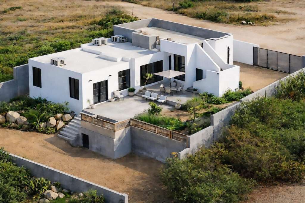Todos Santos Las Brisas- Todos Santos Casa Alta Blanca - Contemporary Baja Living with Expansion PotentialCasa Alta Blanca offers a modern interpretation of Baja living in a thoughtfully designed 2-bedroom, 2-bath residence that feels bright, open, and welcoming. The layout features a sunken living area, expansive windows, and abundant natural light throughout, creating an airy and comfortable interior. Architectural details and custom elements add character through refined finishes and subtle ambient lighting that enhance the home's atmosphere.Outdoor living is central to the experience. The property features a private pool, generous patio spaces ideal for entertaining, and flexible outdoor areas that allow for personalization—whether for gardens, lounge spaces, or future additions such as a guest casita. The rooftop terrace offers sweeping panoramic – Pescadero Beach Ranch, Pacific, Pacific, BS