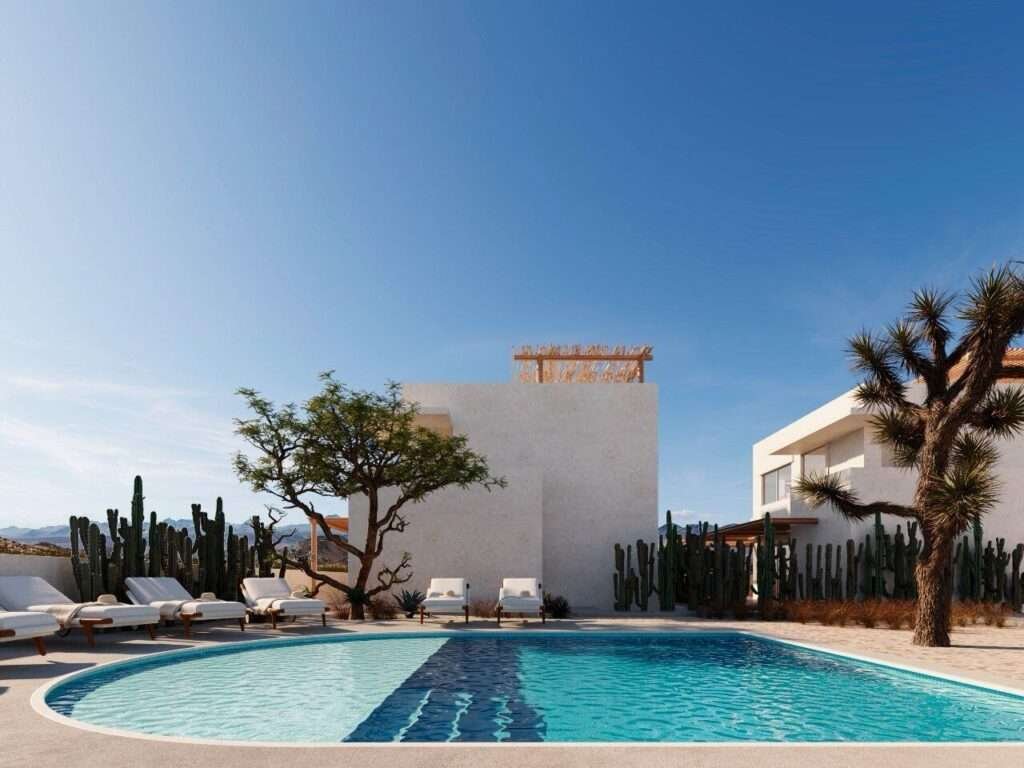 Todos Santos Vista Luna I Currently under construction - Inquire for Progress Report - Casa Luna is a total 3-bed 2-bath , with two bedrooms on the first floor for easy horizontal living and a third bedroom on the second floor. Focusing on large outdoor terraces to enjoy the sun and warm Baja weather, makes these properties ideal and comfortable. This single family home is located within the gated community of Vista Luna which is located in the well known Cerritos beach. These properties make for easy living and easy to come down to surf and enjoy the beach while Canada and the US are under a blanket of snow. Schedule a visit to see how Vista Luna is easy living, low maintenance and has a manicured gated community with -Amenities- Gated & Manicured Community - Refreshing Pool - Social Lounge - Outdoor Kitchen & BBQ – Vista Luna at Cerritos, Pacific, BS