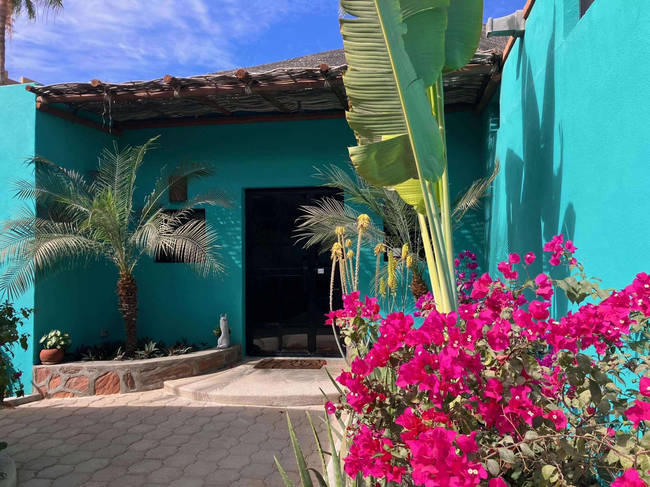 Todos Santos Todos Santos-General Casa Turquesa, a unique single-story property featuring an open floor plan with spacious rooms and an oversized chef´s kitchen. The home's gorgeous palapa roof provides a serene tropical feel while keeping the interior cool. Designed for entertaining, the property includes:- A fully equipped guest casita- A beautiful swimming pool and BBQ area- Multiple terraces and a manicured garden with fruit trees, bougainvillea, and palms- A one-car garage with laundry facilities and extra storage. Casa Turquesa has high quality finishes such as saltillo floors, solid wood & polish concrete countertops.The home is conveniently located within walking distance of downtown. Fully equipped and move-in ready with all services in place. for sale