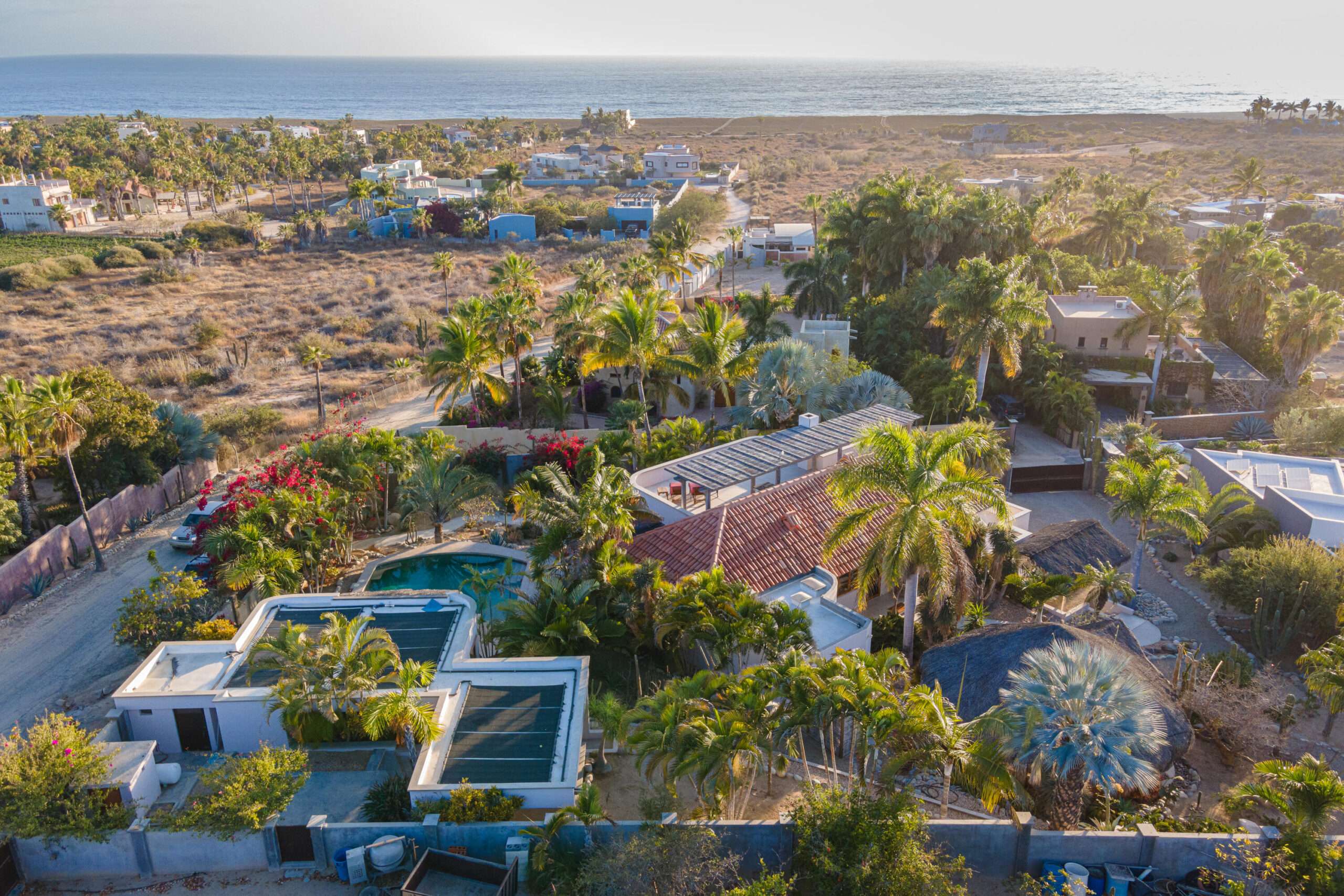 Todos Santos El Posito This Piazzesi contemporary blends seamlessly with the desert setting, perched above an arroyo affording forever Pacific for sale