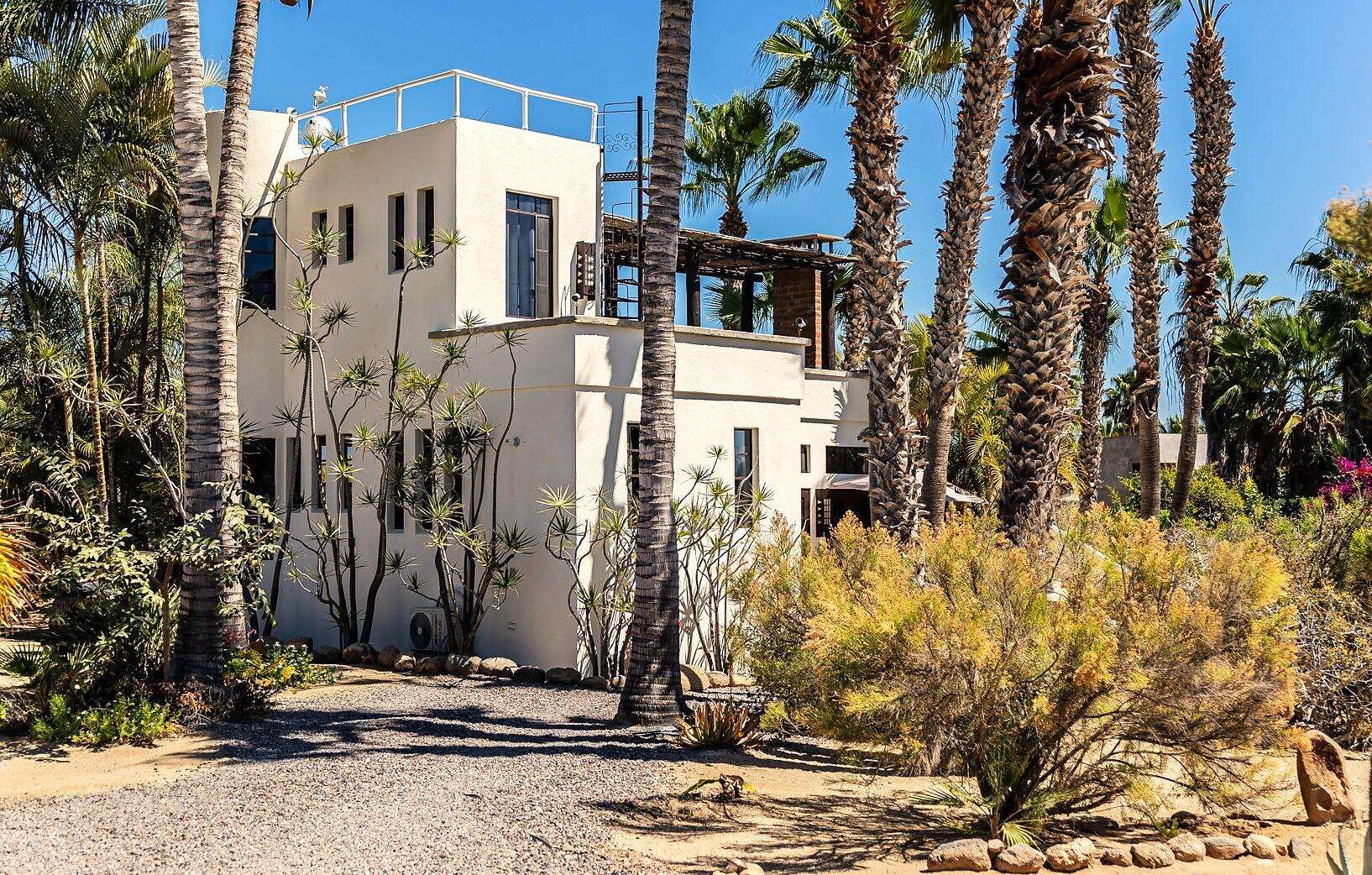 Todos Santos Las Tunas Tucked into one of the most sought-after neighborhoods of Todos Santos, this distinctive property in Las Tunas offers a lifestyle defined far more by space, sky, and ocean air than by interior square footage. The home features two bedrooms and two baths, yet it lives expansively thanks to the thoughtfully designed outdoor living areas--spaces that truly capture what coastal Baja living is all about.The patios function as an extension of the home, creating multiple zones for gathering, relaxing, and entertaining. Upstairs, a generous sectional invites long evenings warmed by a fire pit. Enjoy ocean and mountain for sale