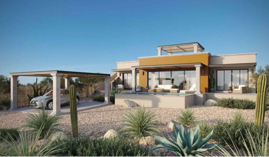 Todos Santos Cerritos If your idea of a good day starts with coffee on the rooftop and ends with a sunset swim, Casa Gloria might be your place.Meet Casa Gloria. A modern beach house in the making, just minutes from Cerritos Beach, and timed perfectly to be ready for you this summer.This is the kind of place people come to Baja looking for. Clean lines, easy flow, and that indoor-outdoor living that makes every day feel like a vacation. The home offers two bedrooms and two bathrooms, thoughtfully designed for comfort without excess, and built for the way you actually live down here.At the center of it all is a spacious patio that opens to your private pool, creating a seamless space for morning coffee, sunset cocktails, or lazy afternoons after the beach. It is simple, modern, and exactly what Baja living should feel like.Location matters here. You are just minutes from Cerritos Beach, one of the only swimmable beaches on the Pacific side and a – Casa Gloria, Pacific, BS