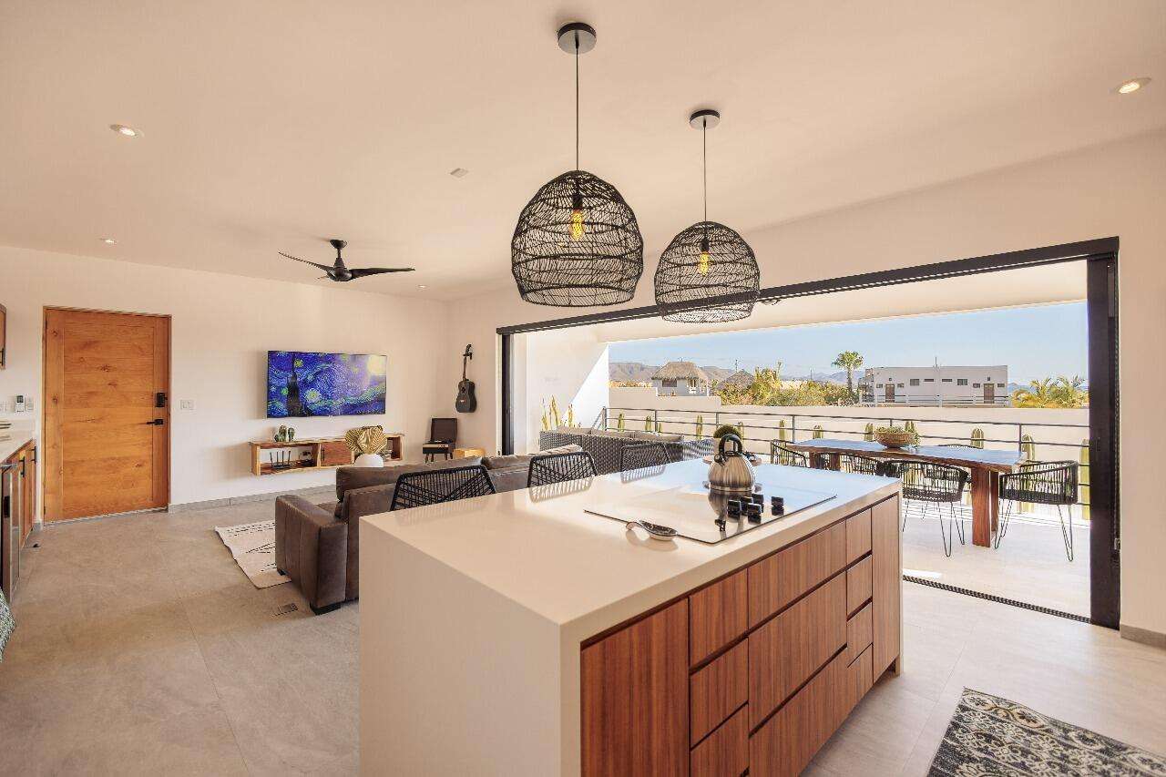 Todos Santos Cerritos This beautifully maintained residence is nestled within a private, secure community, Cerritos Surf Residences. Thoughtfully designed, the floorplan features 2 spacious bedrooms, 2 full bathrooms The modern kitchen is equipped with high-quality appliances and ample storage, seamlessly flowing into the open-concept living and dining area. Natural light fills the interior, enhancing the the home's warm beach-inspired decor and inviting atmosphere. for sale