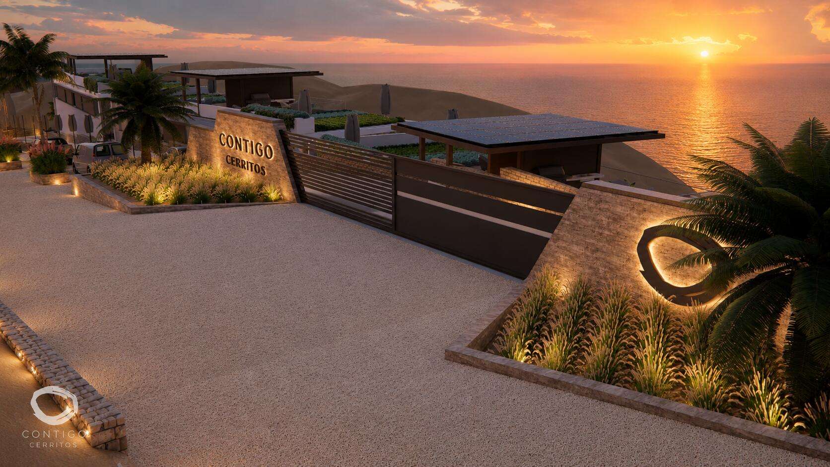 Todos Santos El Posito This Piazzesi contemporary blends seamlessly with the desert setting, perched above an arroyo affording forever Pacific for sale