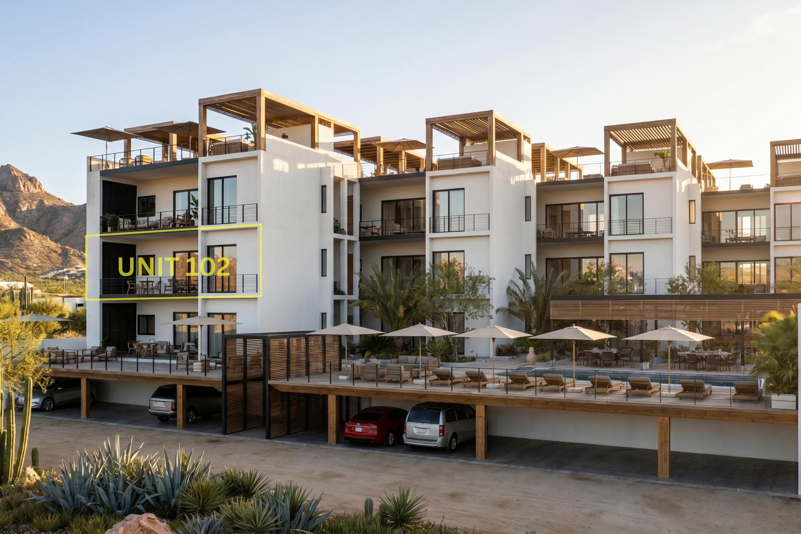 Todos Santos Ciudad Cerritos ONLY 4 RESIDENCES REMAIN - ELEVATORS NOW INCLUDED!Construction is nearing completion, and the opportunity to purchase at pre-completion pricing is quickly coming to an end.With comparable turn-key condos in Cerritos already selling for for sale