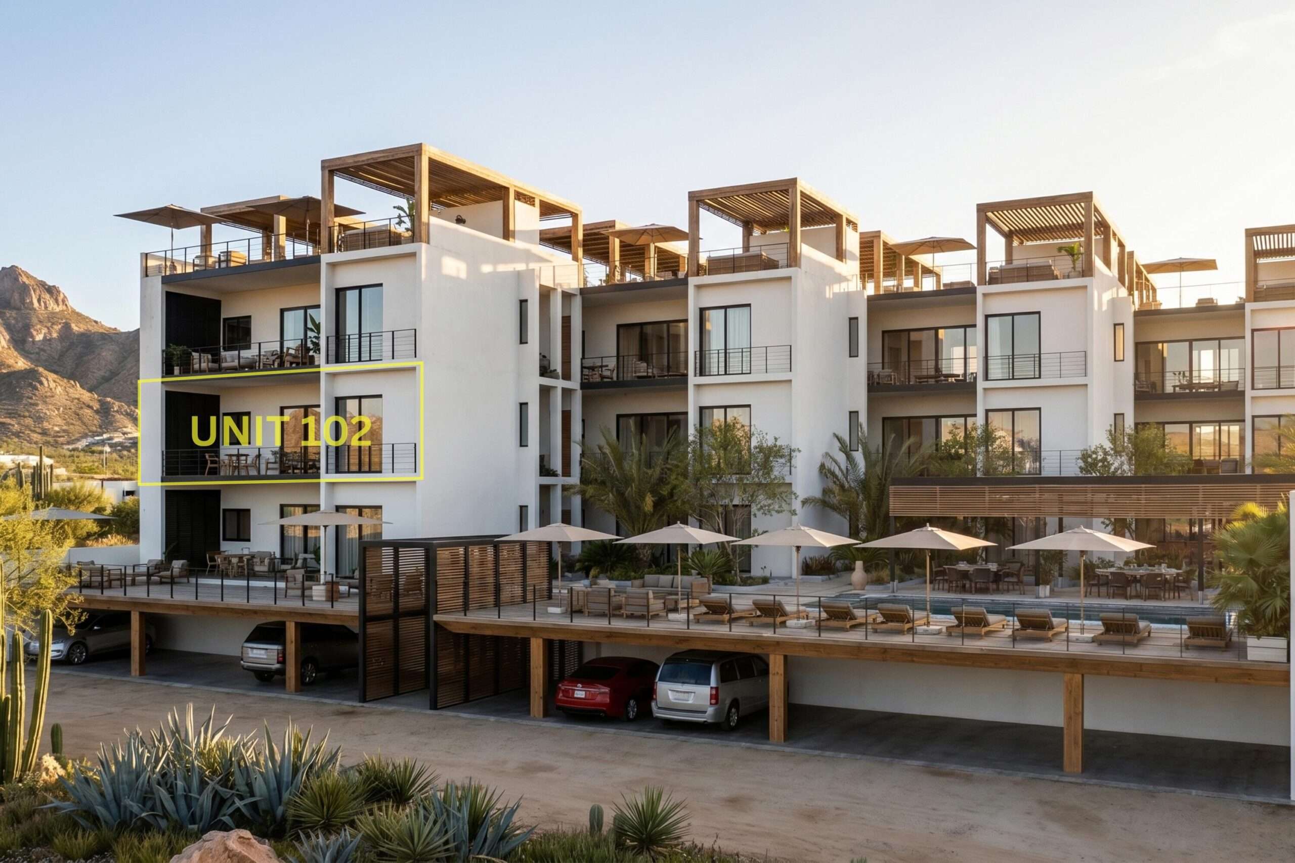 Todos Santos Ciudad Cerritos ONLY 4 RESIDENCES REMAIN - ELEVATORS NOW INCLUDED!Construction is nearing completion, and the opportunity to purchase at pre-completion pricing is quickly coming to an end.With comparable turn-key condos in Cerritos already selling for for sale