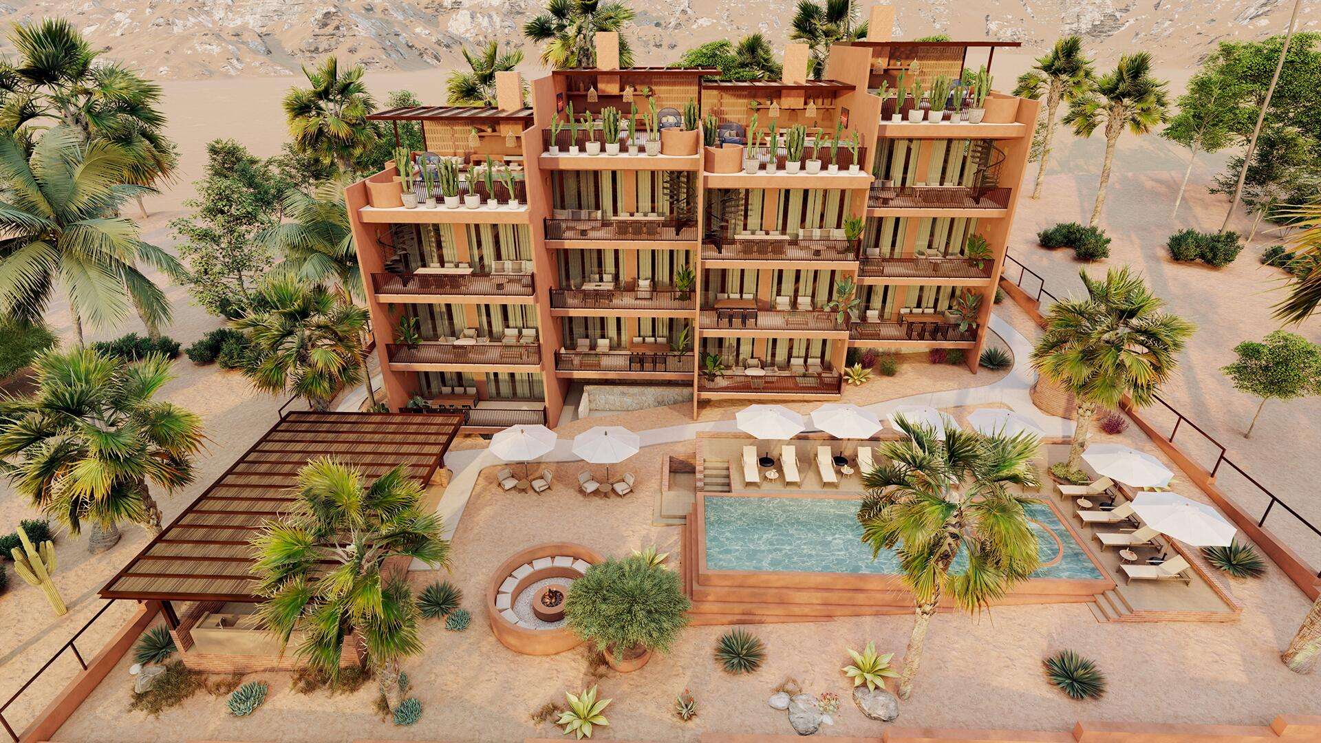Todos Santos Cerritos 2097 ONLY 5 LEFT! CONSTRUCTION IS WELL UNDER WAY, WITH THE DELIVERY DATE SET FOR THE END OF 2026. Introducing Penthouse unit 304 at Cerritos 2097. an exclusive new community by Diasol, the experienced developer behind the successful Cora Los Cabos and other landmark projects. Located just minutes from world-famous Cerritos Beach, this prime location offers easy access to surfing, swimming, and nearby destinations like El Pescadero and the Pueblo Mágico of Todos Santos. Designed for modern coastal living, the community features a pool, BBQ area, fire pit, gym, and landscaped gardens?ideal for enjoying the Baja lifestyle. for sale